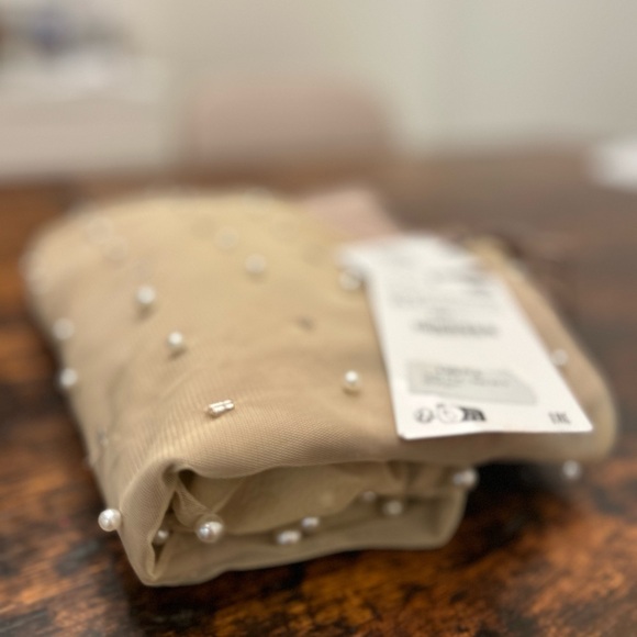 NWT ZARA Nude dress with pearls - Picture 5 of 8